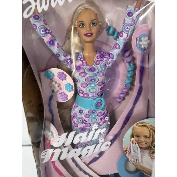 2002 Hair Magic Barbie Doll BOX DAMAGED Hair Extensions Color Changing Vintage‎ - Picture 2 of 8